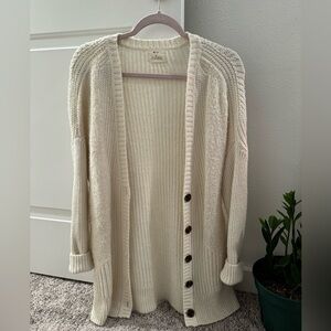 Off white cardigan open sweater buttons cream beige size small comfy soft long
